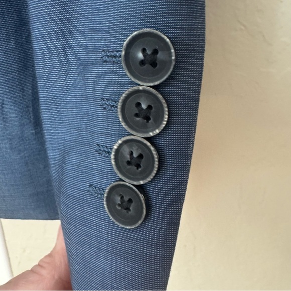 NWT JOHN VARVATOS Luxe 2 Button Cotton Blazer "Oiled Blue" Size 42 Not Pristine - Picture 4 of 14